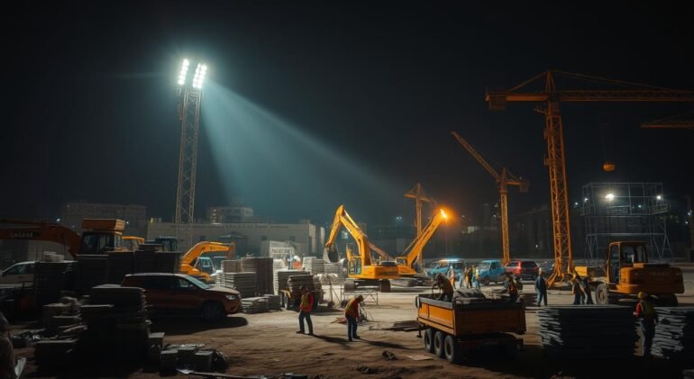 Equipamentos essenciais para obras 24 horas